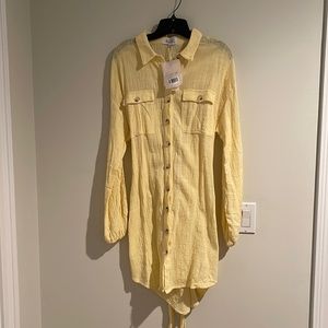 NWT Sabo Shirt Dress.  Small. Pale yellow with a tie in the back.